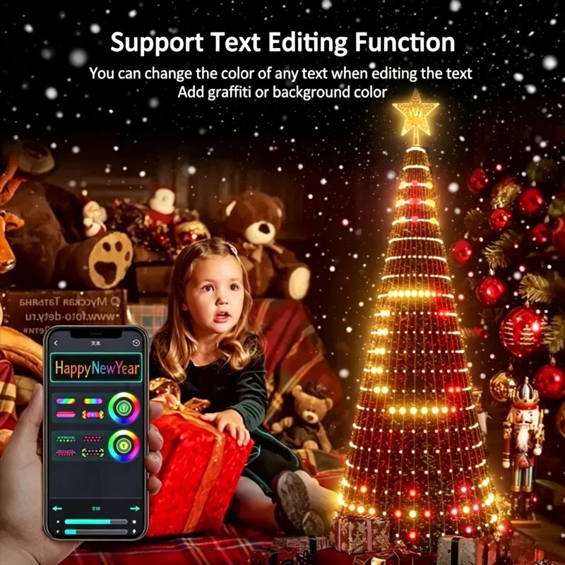 Lighting Christmas Decor - Slimme RGB Kerstboomtopperlamp, Bluetooth APP-afstandsbediening LED-staarlamp