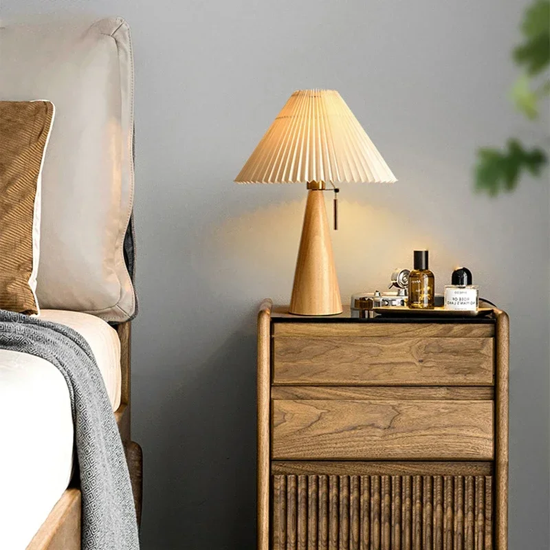 Decor Lighting Lamps - Retro geplooide tafellamp Scandinavische massief houten