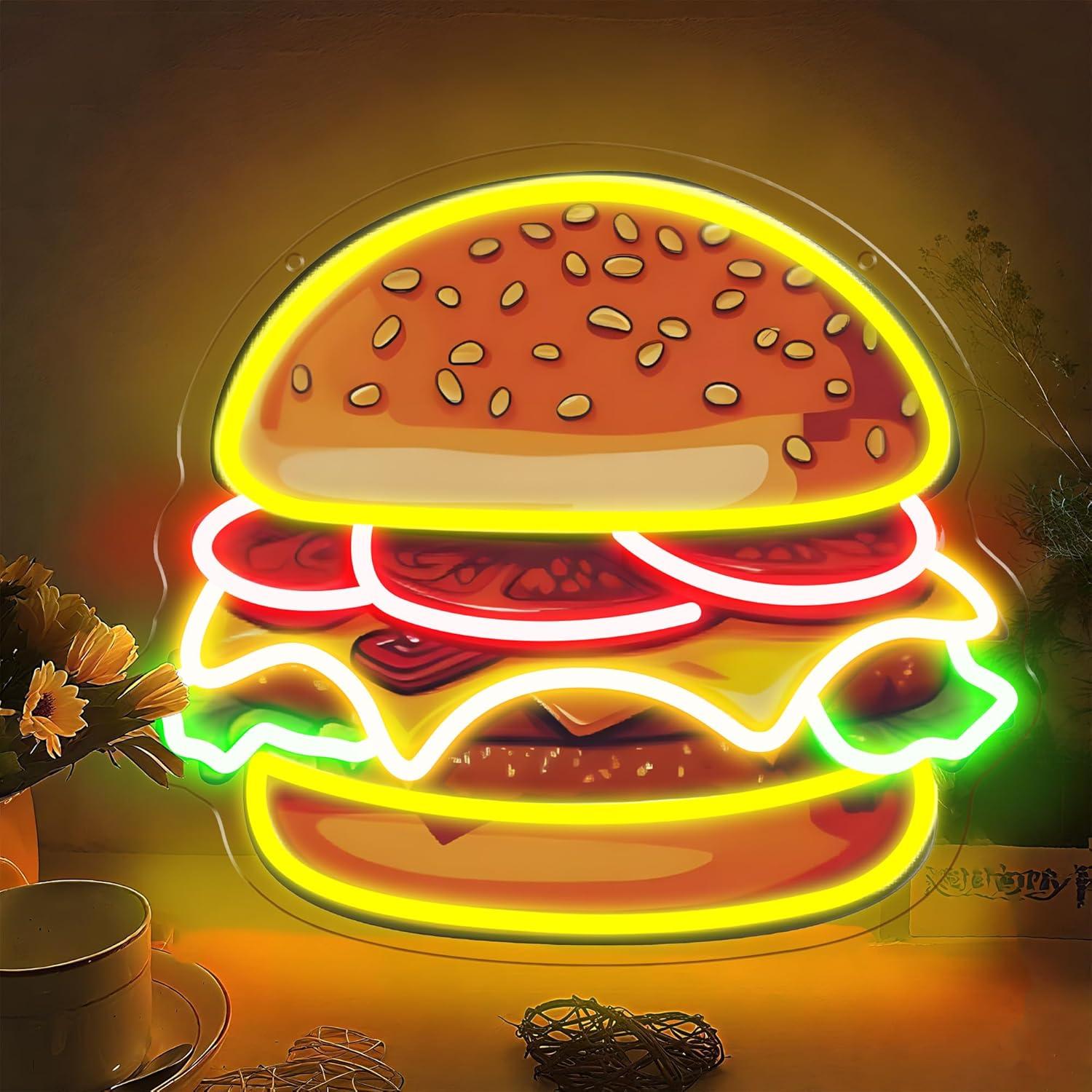 Lighting Decoration Ideas - Burger Neon Sign LED Hamburger Wandlamp