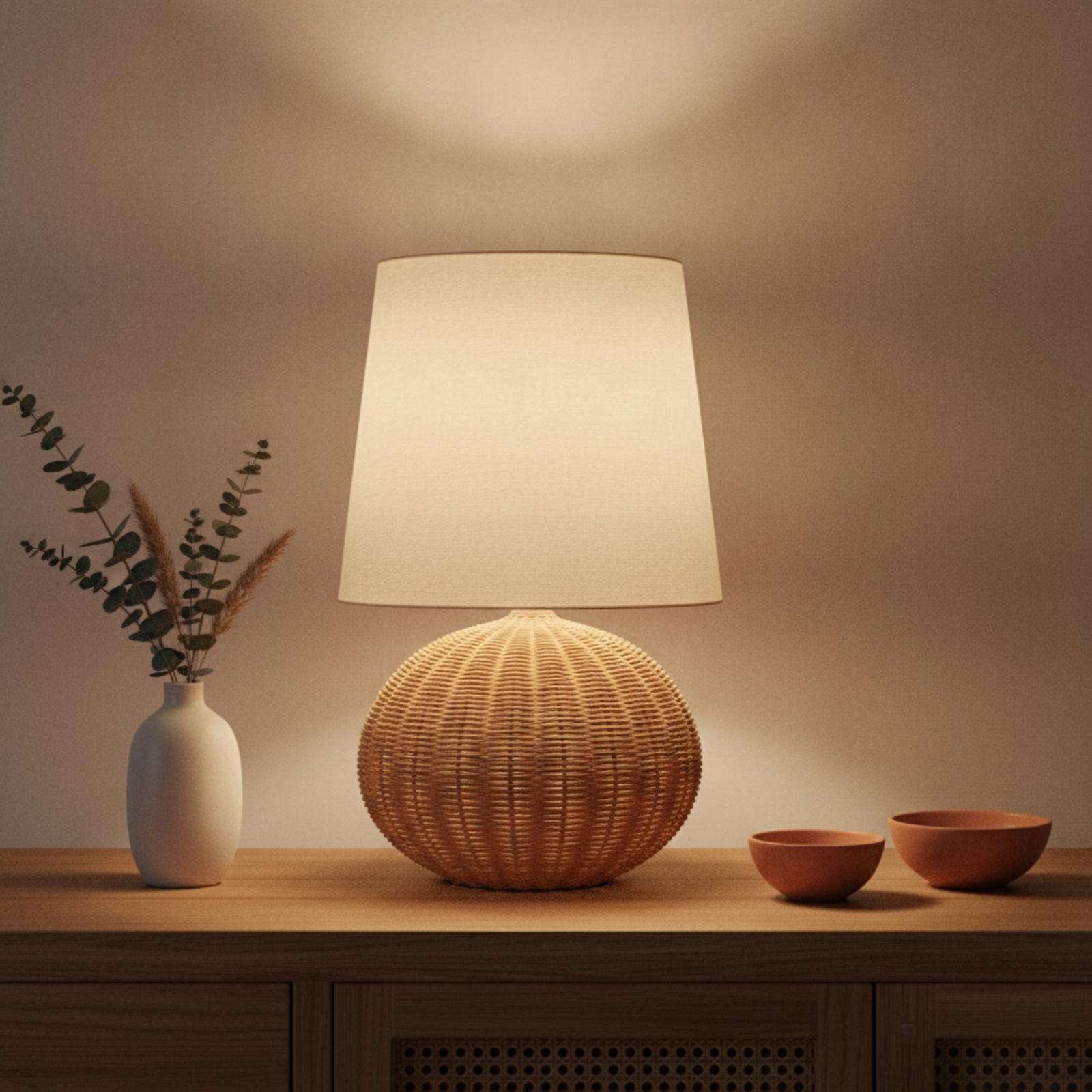 Bedlampje met rotan voet en st - Decor Lighting Lamps recensie en prijs