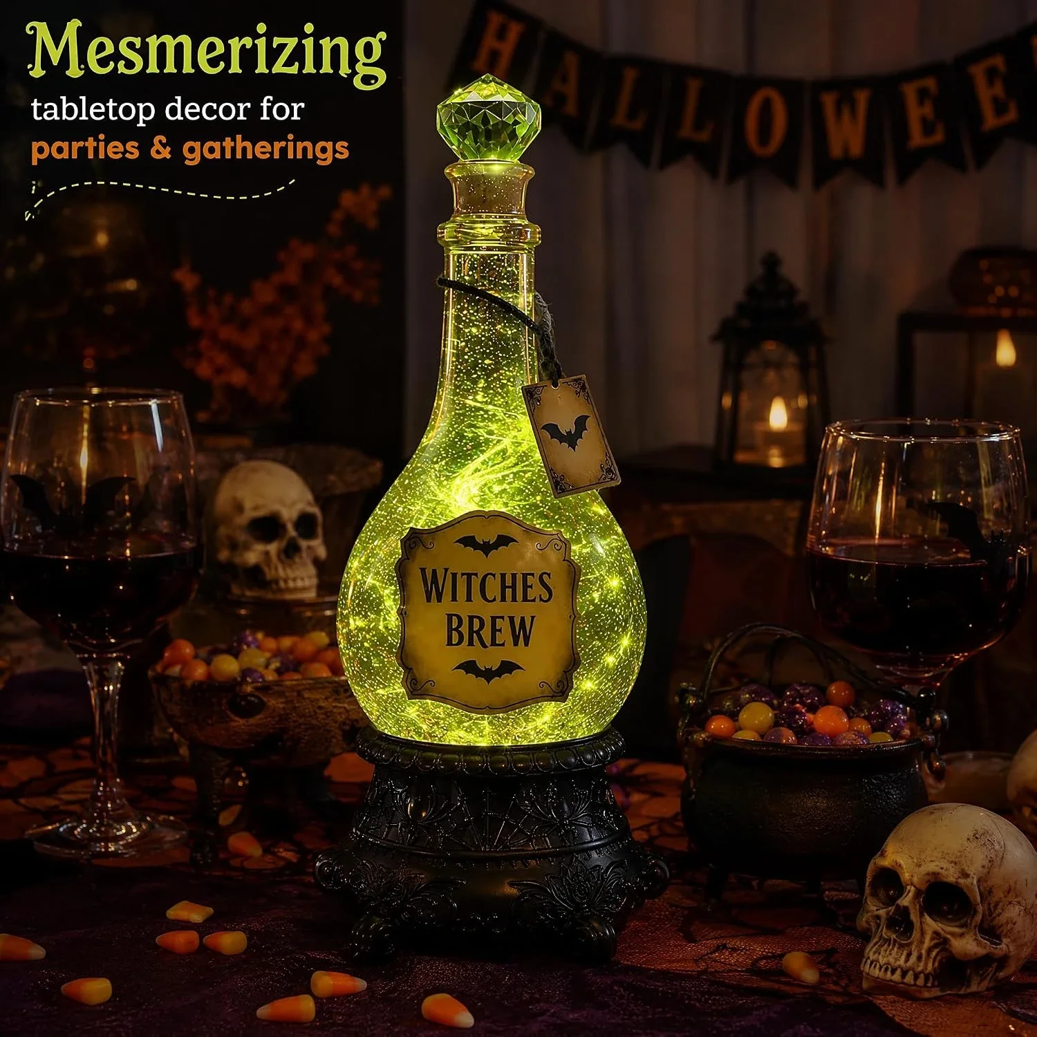 Verlichte fles met heksenbrouw - Up Lighting Decor recensie en prijs